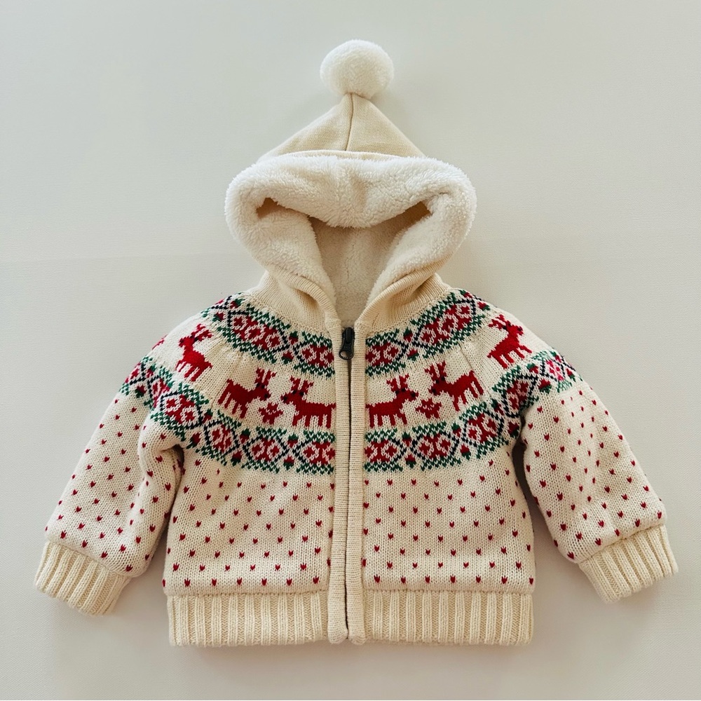 Hanna Andersson Baby 3-6 Months Holiday Christmas Hooded Lined Jacket Fair Isle